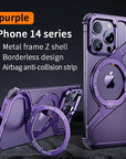 Magnetic Metal Snap-on Phone Case For Iphone 13 14 15 16 Pro Max Z Shape