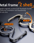 Magnetic Metal Snap-on Phone Case For Iphone 13 14 15 16 Pro Max Z Shape