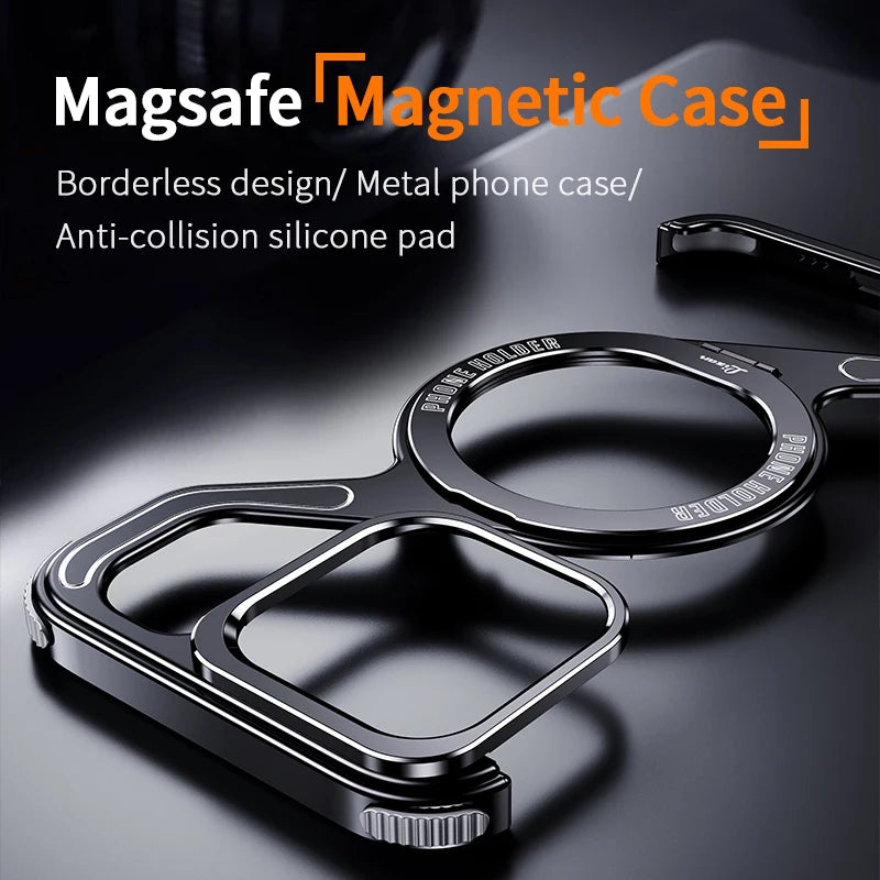 Magnetic Metal Snap-on Phone Case For Iphone 13 14 15 16 Pro Max Z Shape